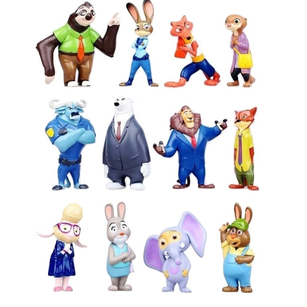 Zootopia Judy Hops Nick Playset 12 Figure Cake Topper Toy Doll Set Collectible